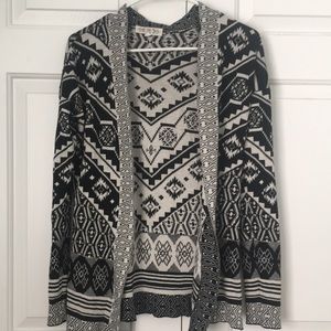 Aztec print cardigan sweater
